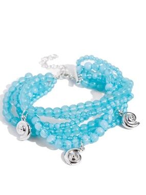 Blue Beaded Multi-Strand Charm Bracelet